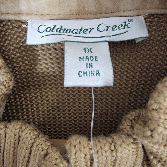 NWT Coldwater Creek Vest Size 1X Women's Leather and Knit Tan NEW - Picture 4 of 9